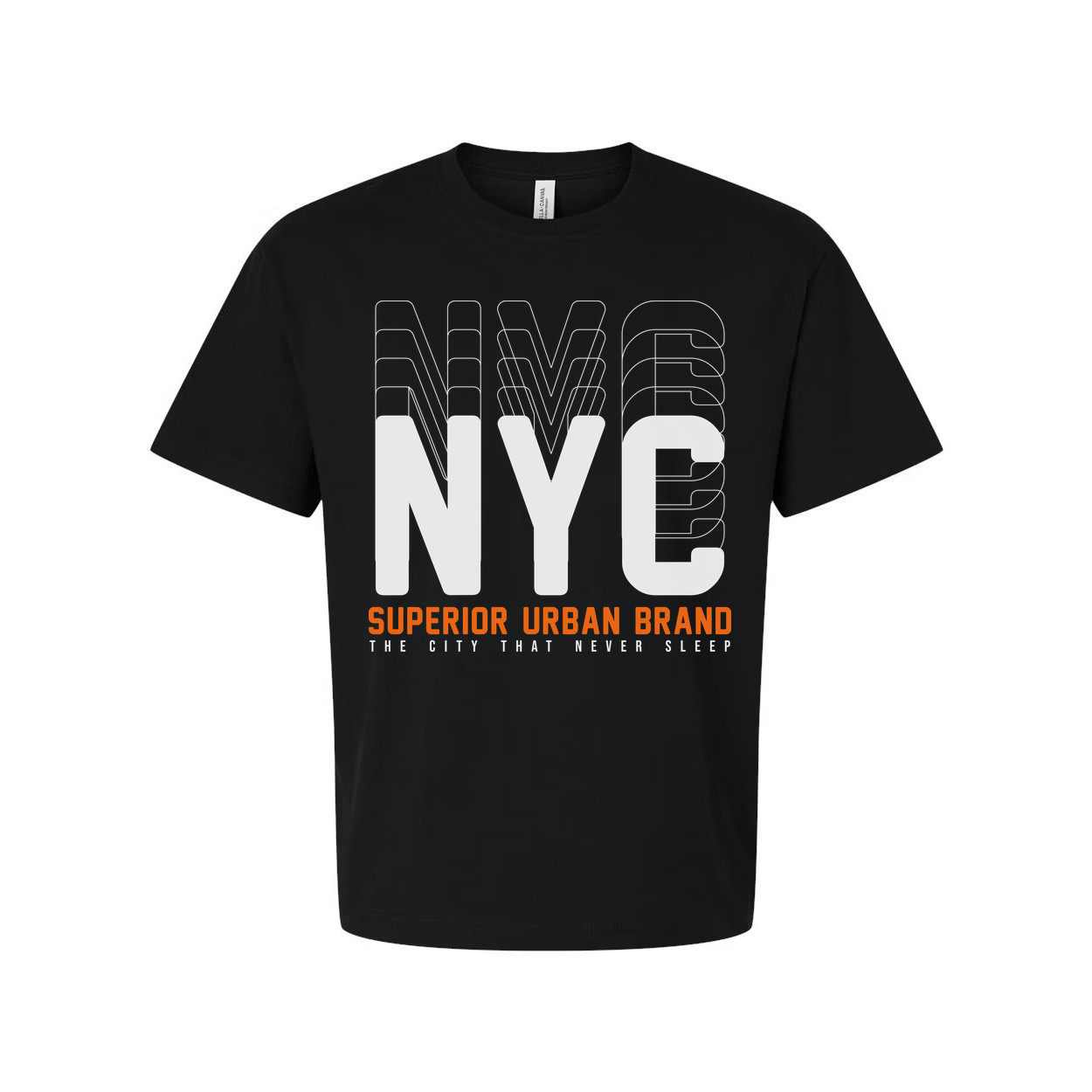 New York City Graphic Tee With Oversized NYC Letters And Orange Superior Urban B