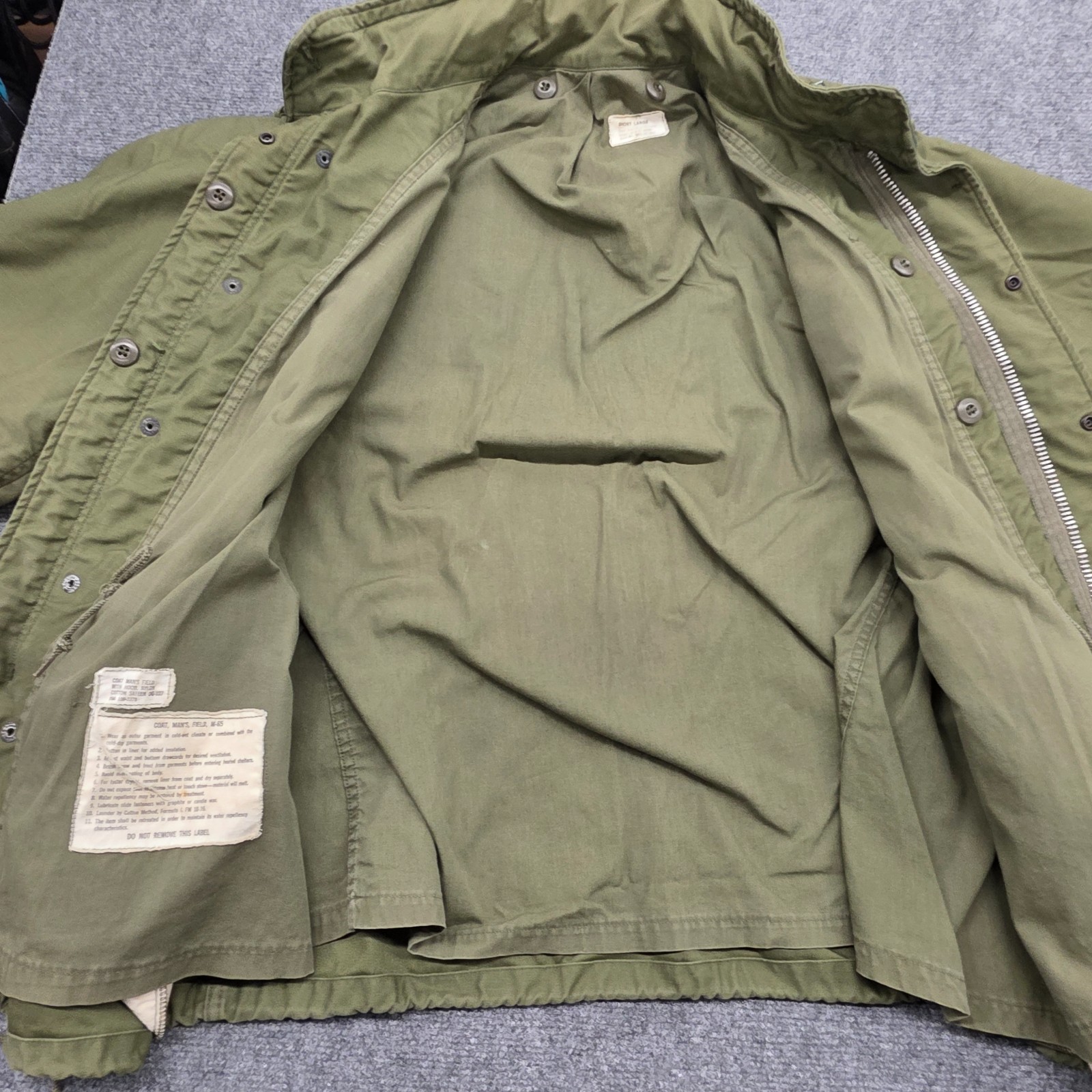 OG-107 Vtg 60s M65 Field Jacket Vietnam Era Army Coat Men Green – SHORT LARGE