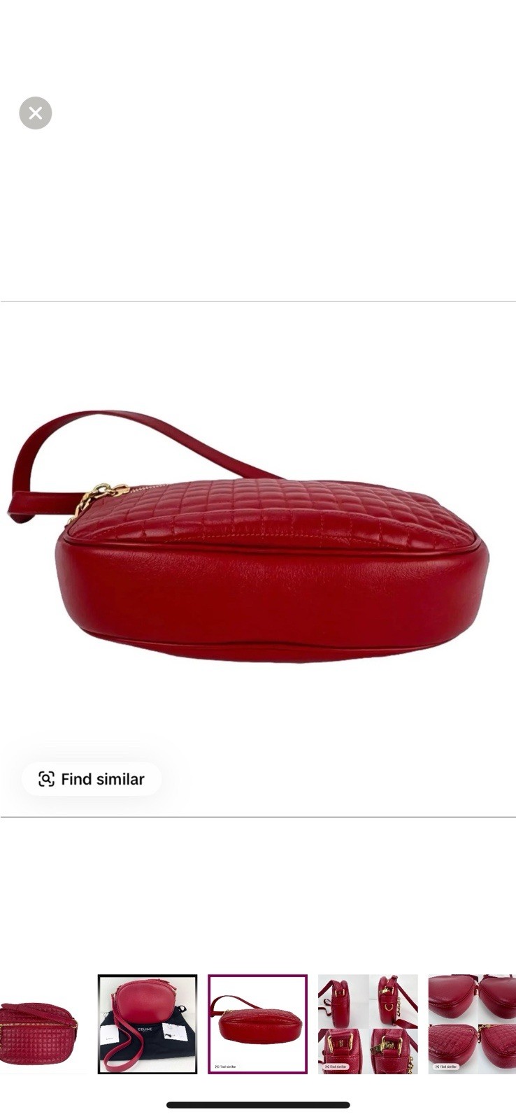 CELINE C Charm Small Crossbody Shoulder Bag Camera Red Leather Women’s Used