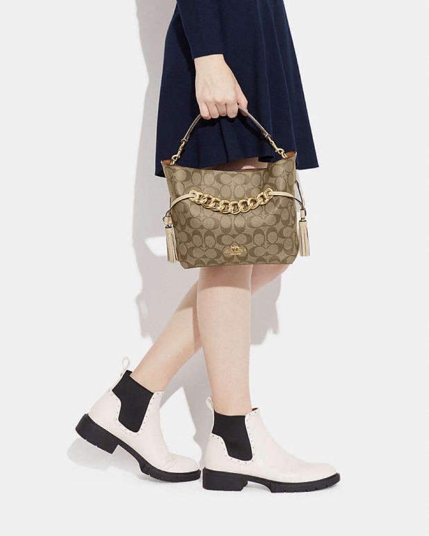 Coach Andy Tote Signature Canvas Leather Used Genuine Bag