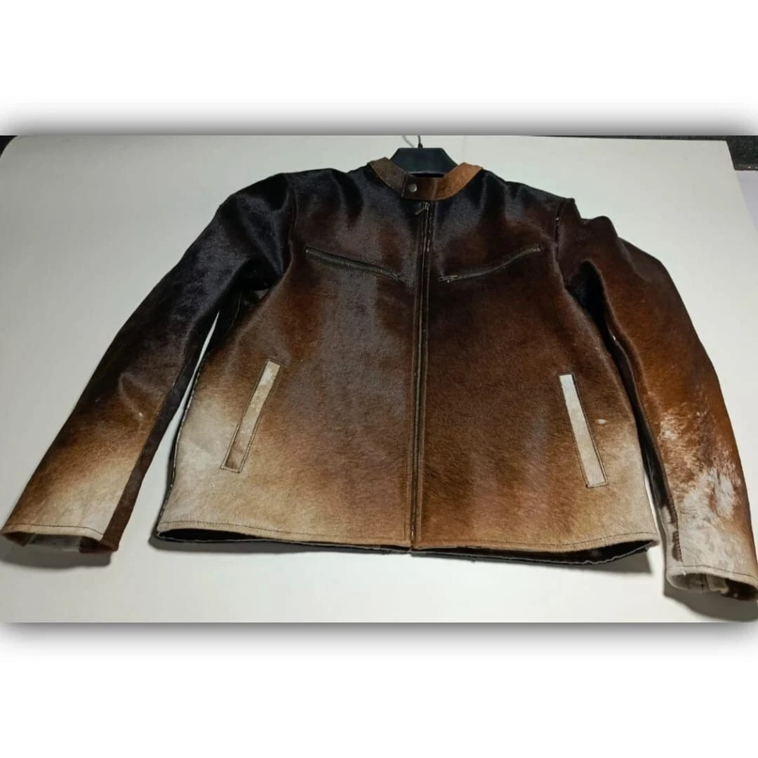 Men’s Western Cowhide Jacket with Real Hair-on Pony Skin And Cow Print Jacket 63