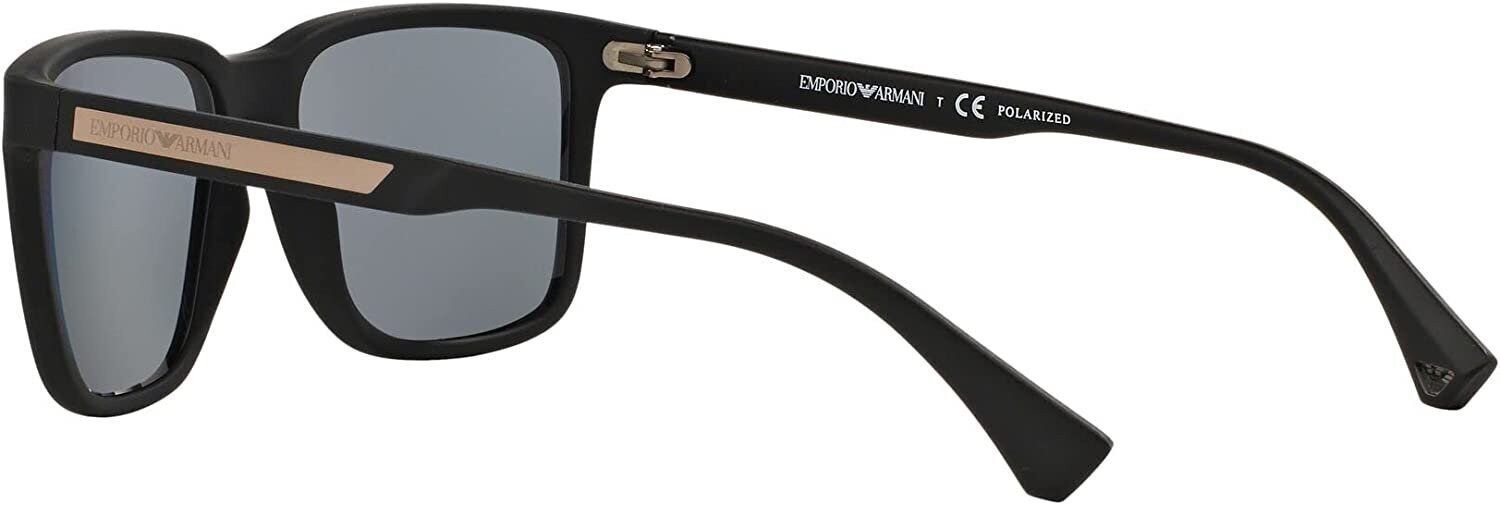 Emporio Armani EA4047 5063/81 Black Rubber Grey Polarized Sunglasses