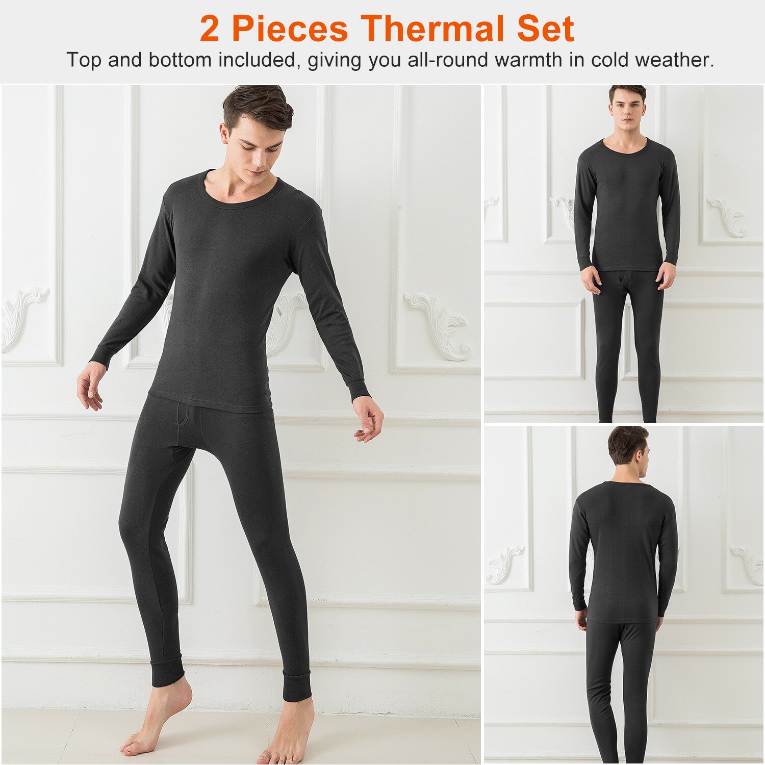 Mens Cotton Top & Bottom Thermal Long Johns Underwear Suit Set M/L/XL/2XL