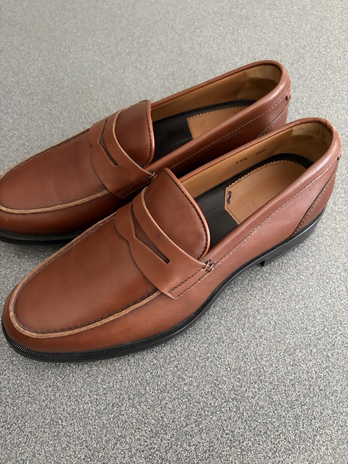 Aquatalia Men Waterproof Calf Leather Cognac Loafers SZ.11.5