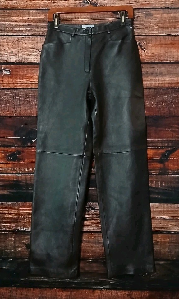 Laura Clement Collection Leather Pants Size 8 Dark Brown Real Sheep Skin Nappa