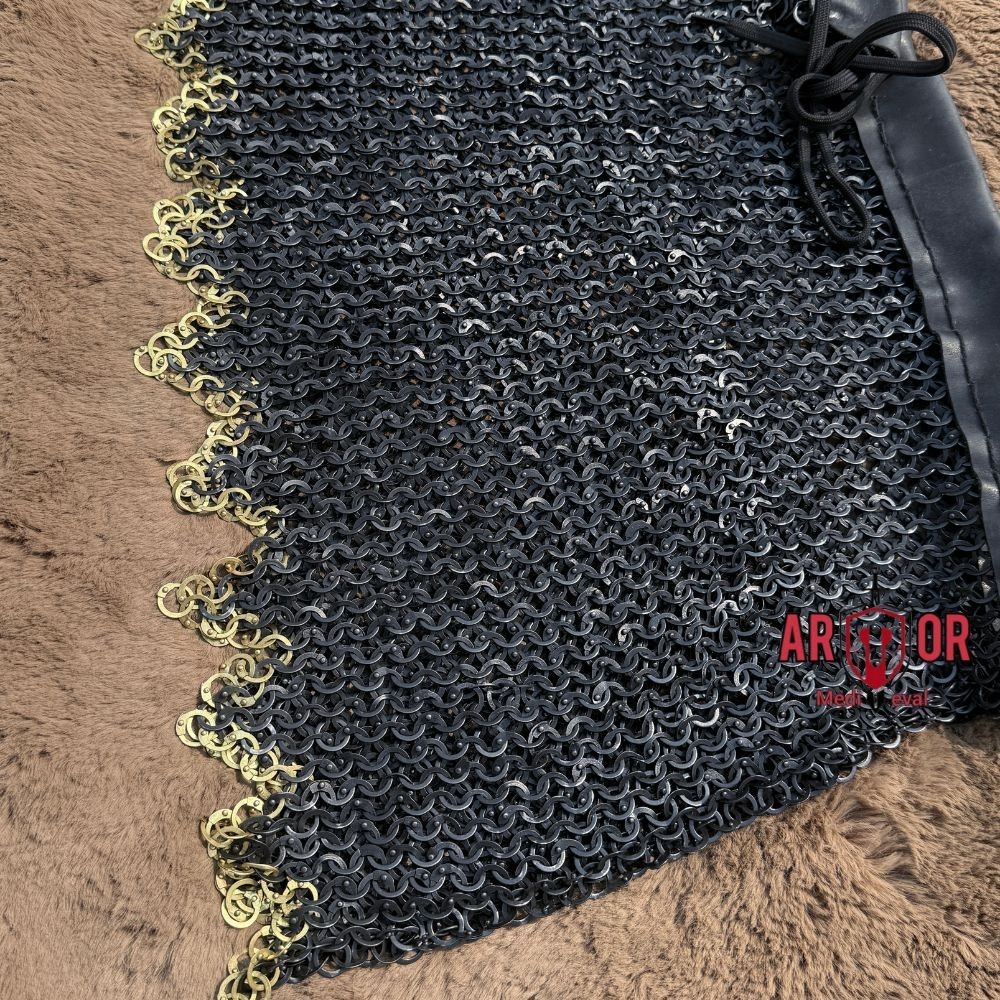 Medieval Chainmail Skirt with Brass Dagged Edge | Mild Steel Riveted Armor Belt