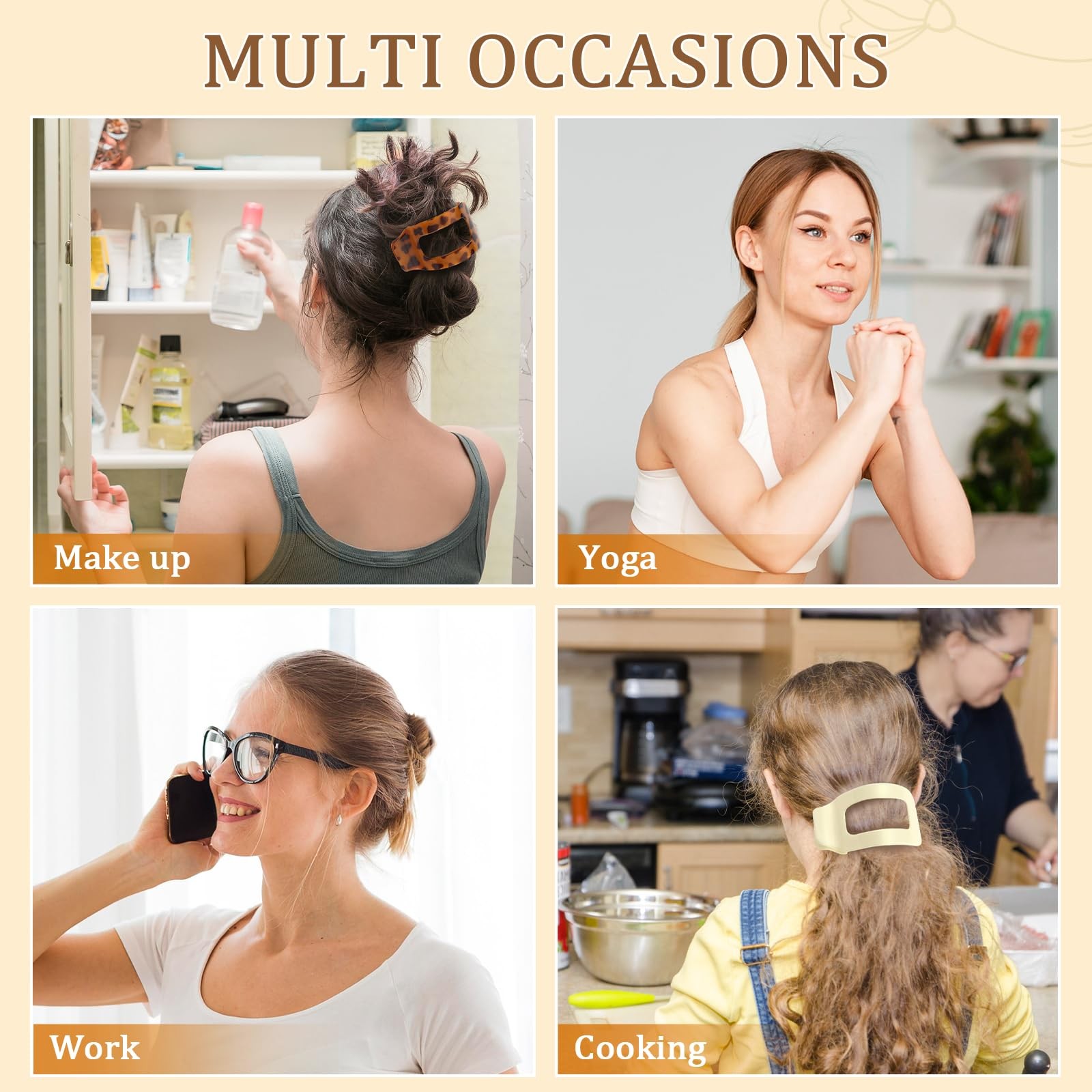 6 PCS Flat Hair Clips for Women, 1 Count (Pack of 6), 6pcs, Tortoise Shell