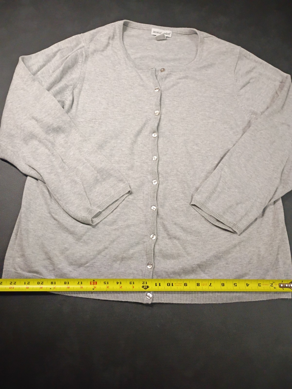 Jessica London Button-up Sweatshirt Women’s Plus Size 18/20 Gray