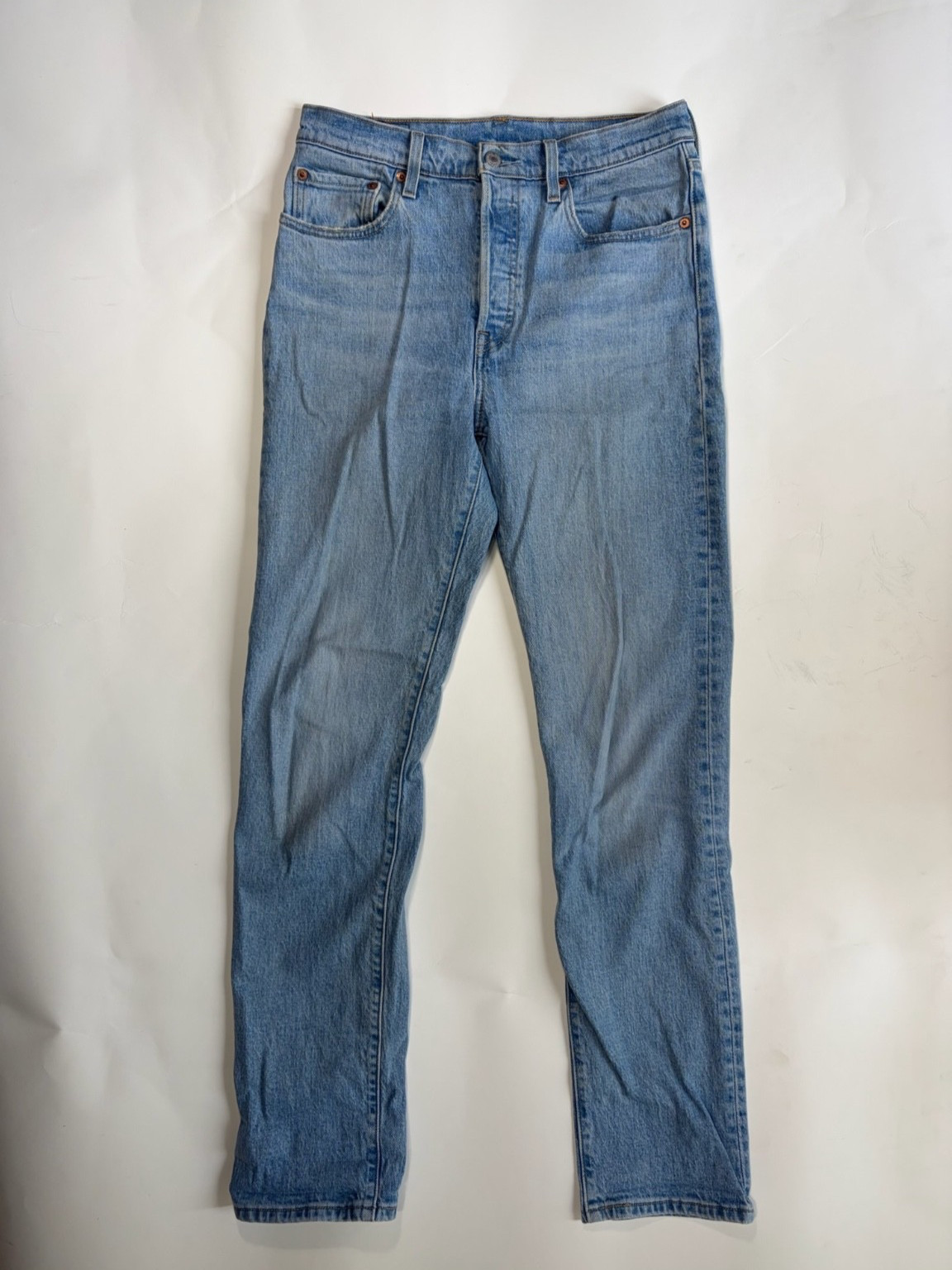 Levi’s Premium 501 High Rise Button Fly Straight Leg Jeans Sz 28×32 Light Wash