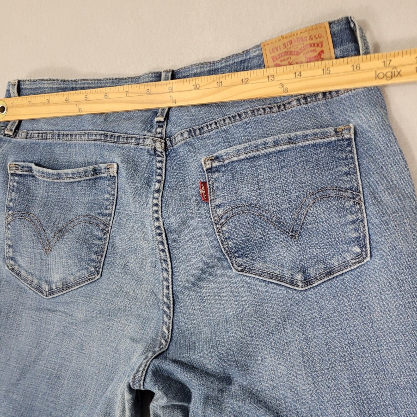 Levi’s 525 Jeans Women’s 12 31×28* Blue Perfect Waist Straight Fit Stretch Denim