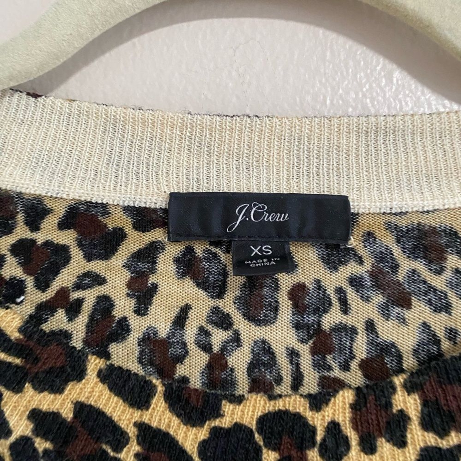 J.Crew Classic Tippi Leopard Print Merino Wool Sweater Size X-Small