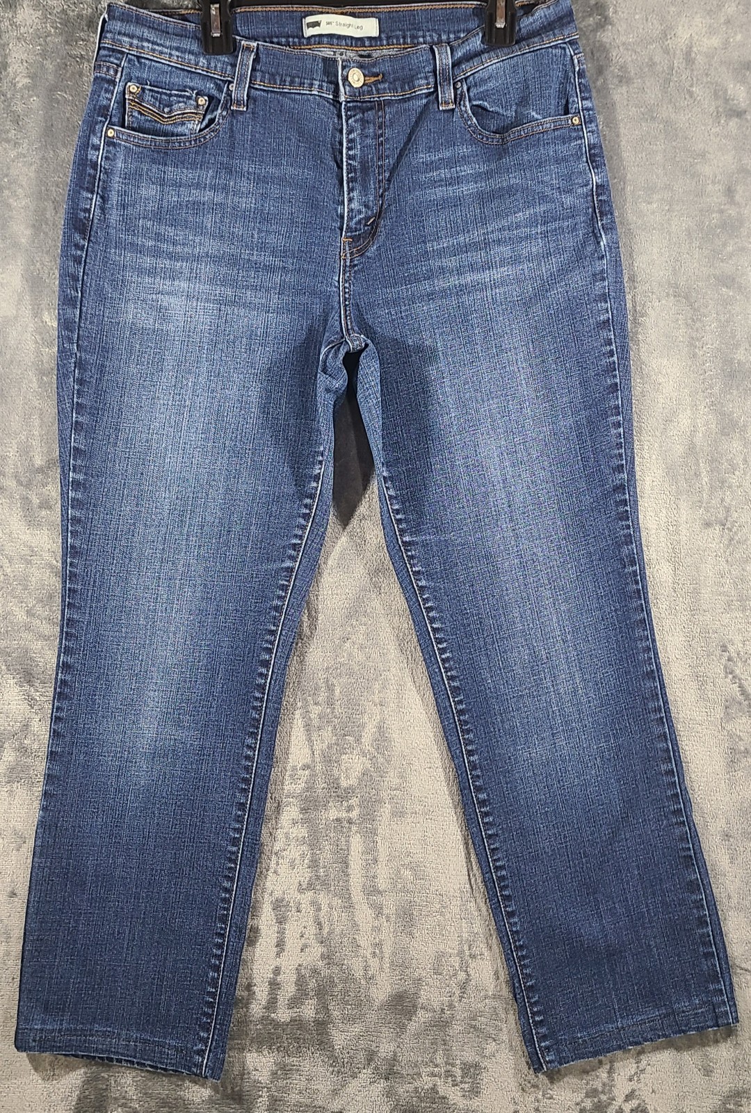 Signature by Levi Strauss Women 505 Straight Leg Jeans Button Flap Pocket 14M…