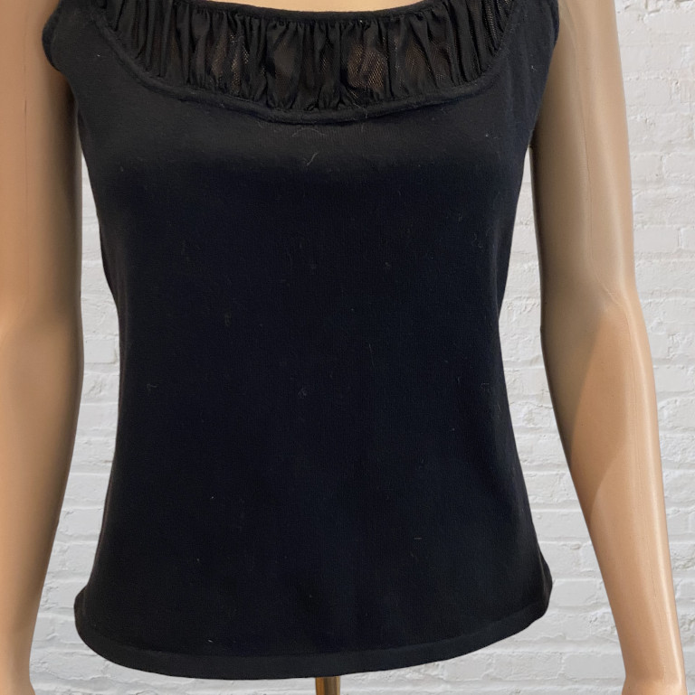 AXCESS — Black Tank with Mesh Collar, Sleeveless, Cotton