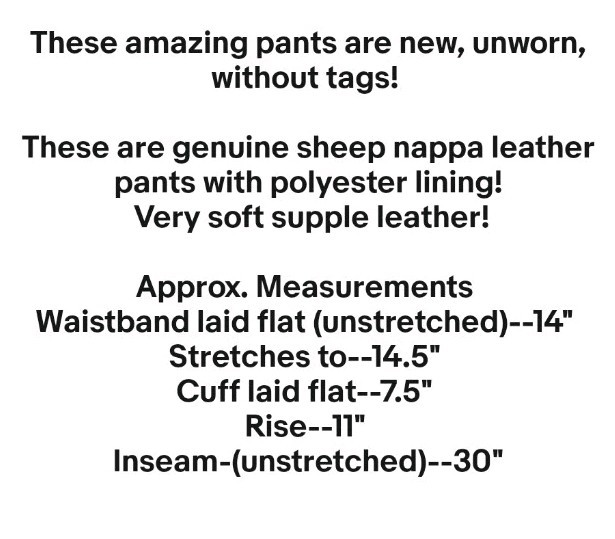 Laura Clement Collection Leather Pants Size 8 Dark Brown Real Sheep Skin Nappa