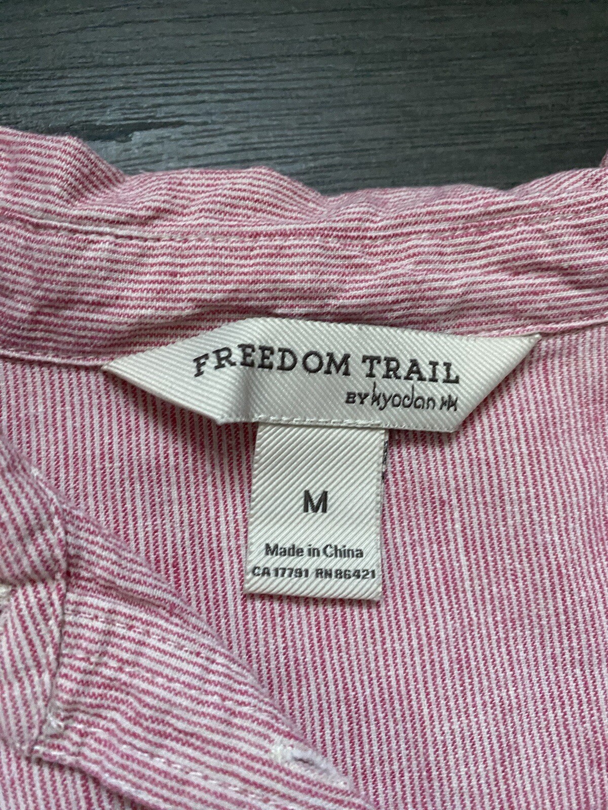 Freedom Trail by Kyodan Womens Red Striped Linen Blend Shirt Dress Size M *READ
