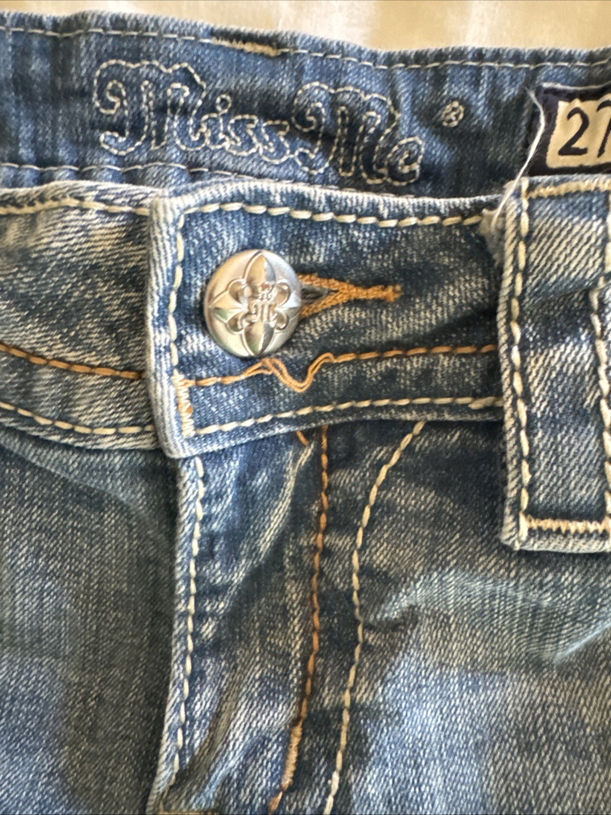 MISS ME Jeans Rhinestone Low Rise Denim Shorts Size 27