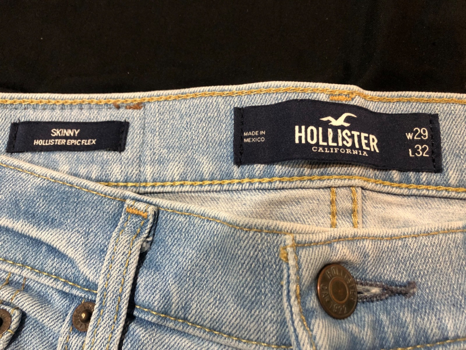 HOLLISTER Epic Flex Skinny Light Wash Blue Denim Jeans Men’s Size W 29 L 32