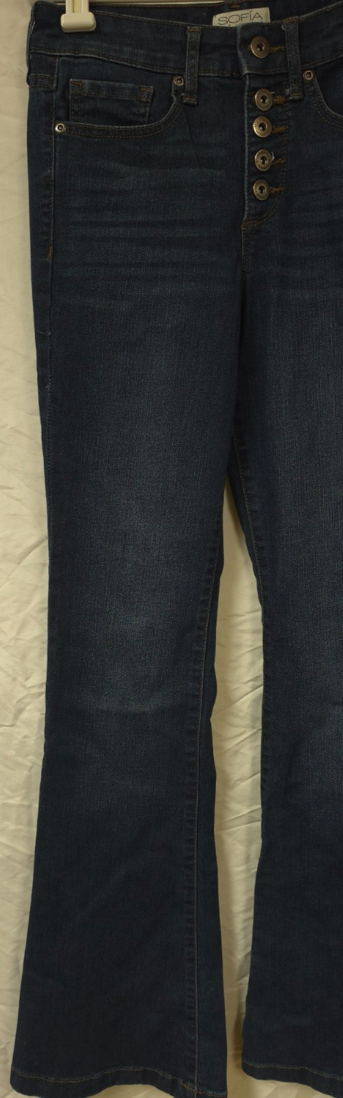 Sophia Vergara Melisa Flare Button Fly Dark Wash Mid Rise Stretch Jeans 2 26×33