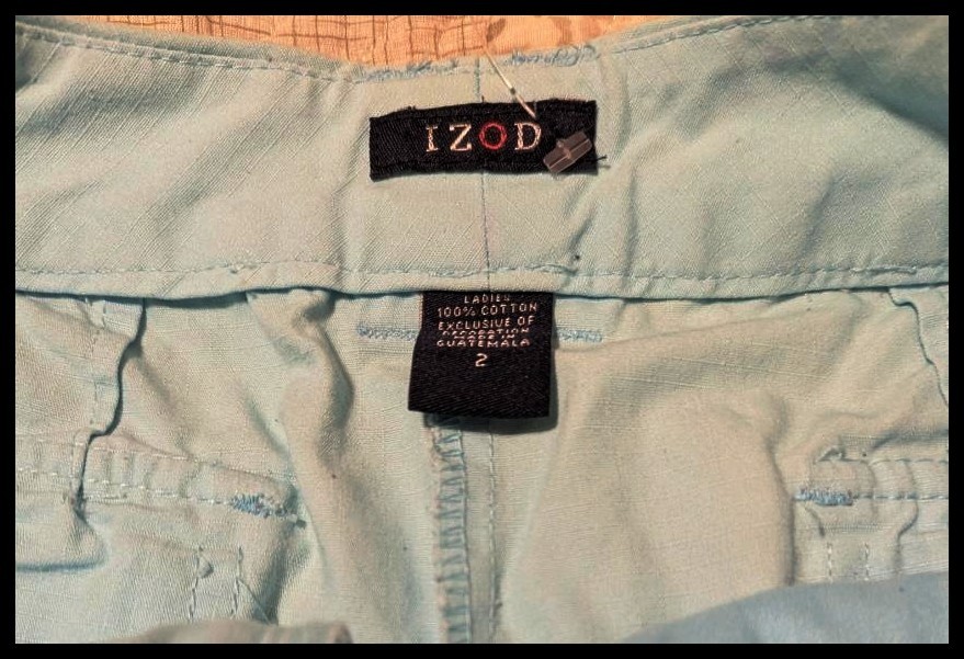 NEW Women’s Izod Light Aqua Blue Cotton Cargo Capri Pants Size 2 Waist 28″-30″