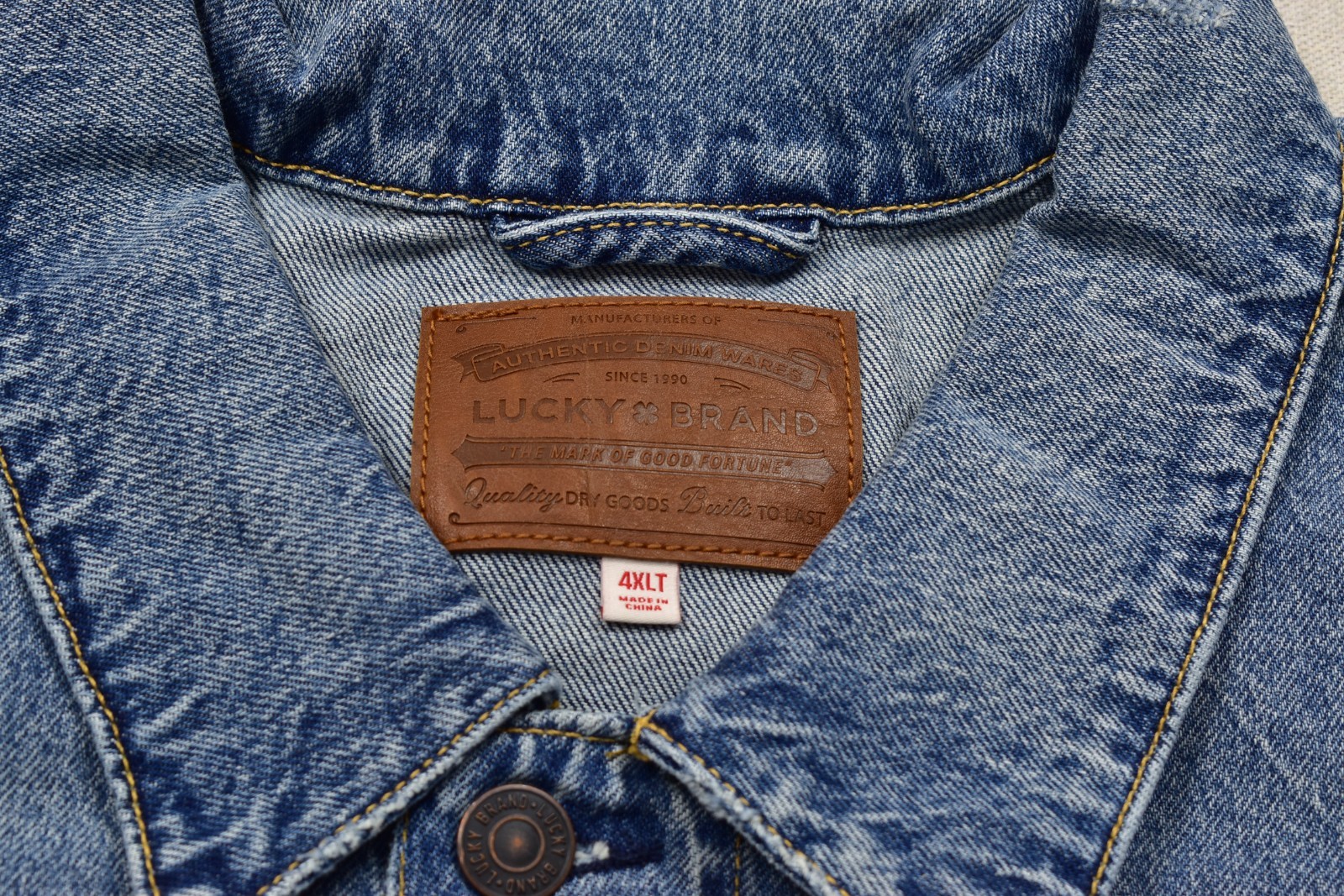 Lucky Brand Men’s Trucker Denim Button Jacket Cotton Blend Blue Size 4XLT NEW