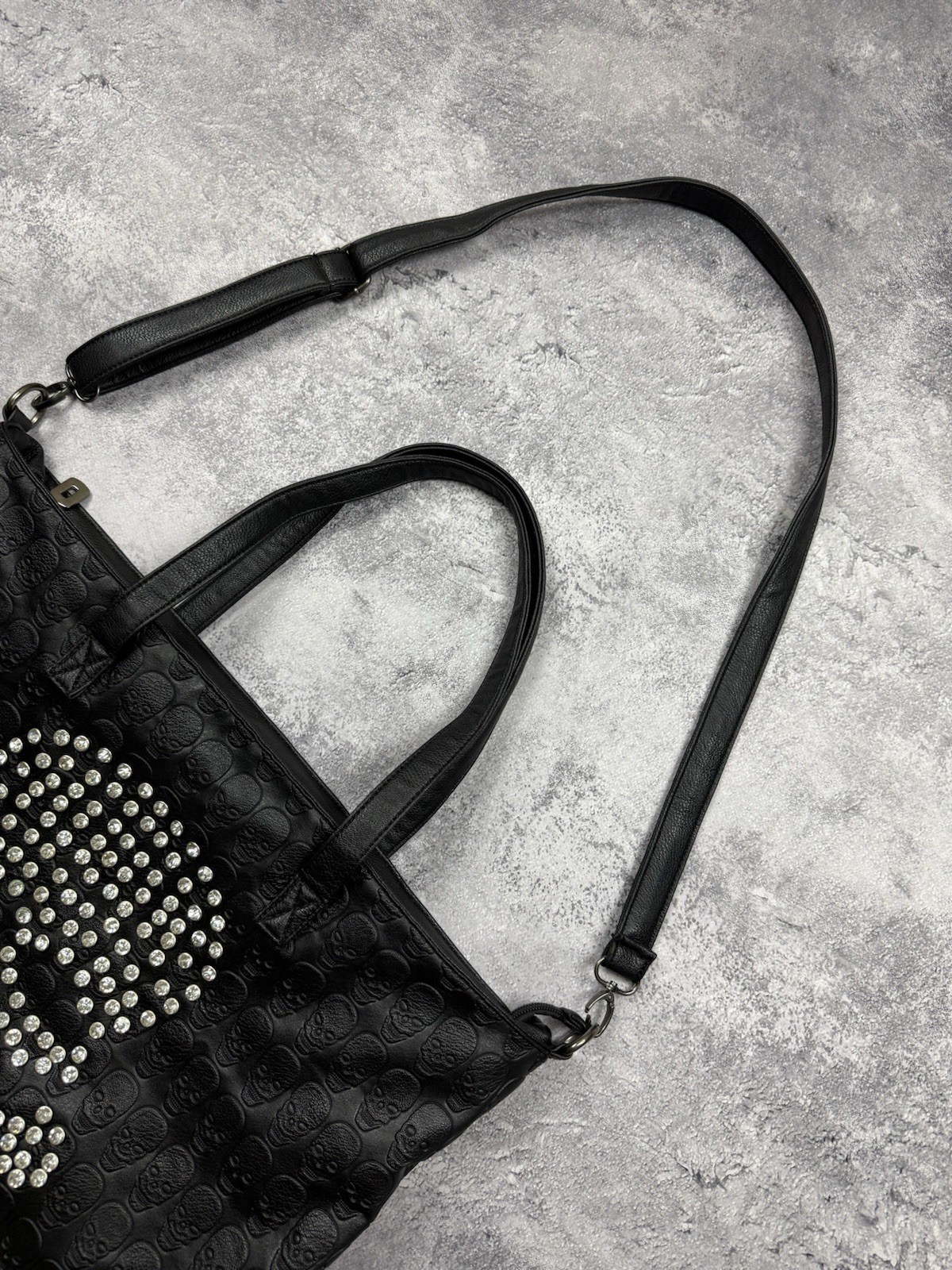 Vintage Avant Garde Skull Bag Rhinestones Y2K Style Punk Gothic Black Rare Hype