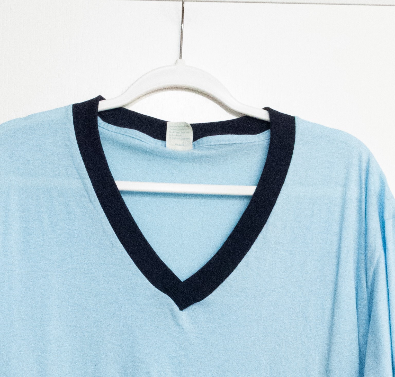 Ched by Anvil Womens Blue Polycotton Over Size Tee V Neck Short Sleeve One Size