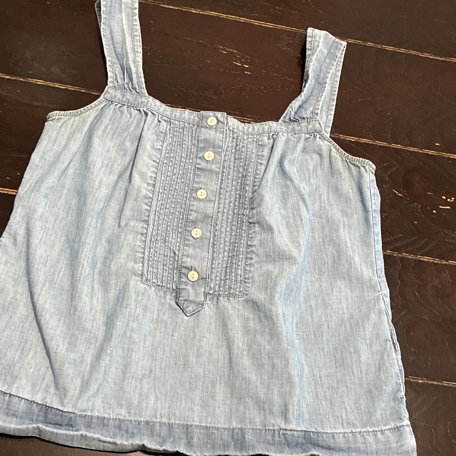 J.CREW Blue Chambray Square Neck Sleeveless Button Front Tank Top Womens 4