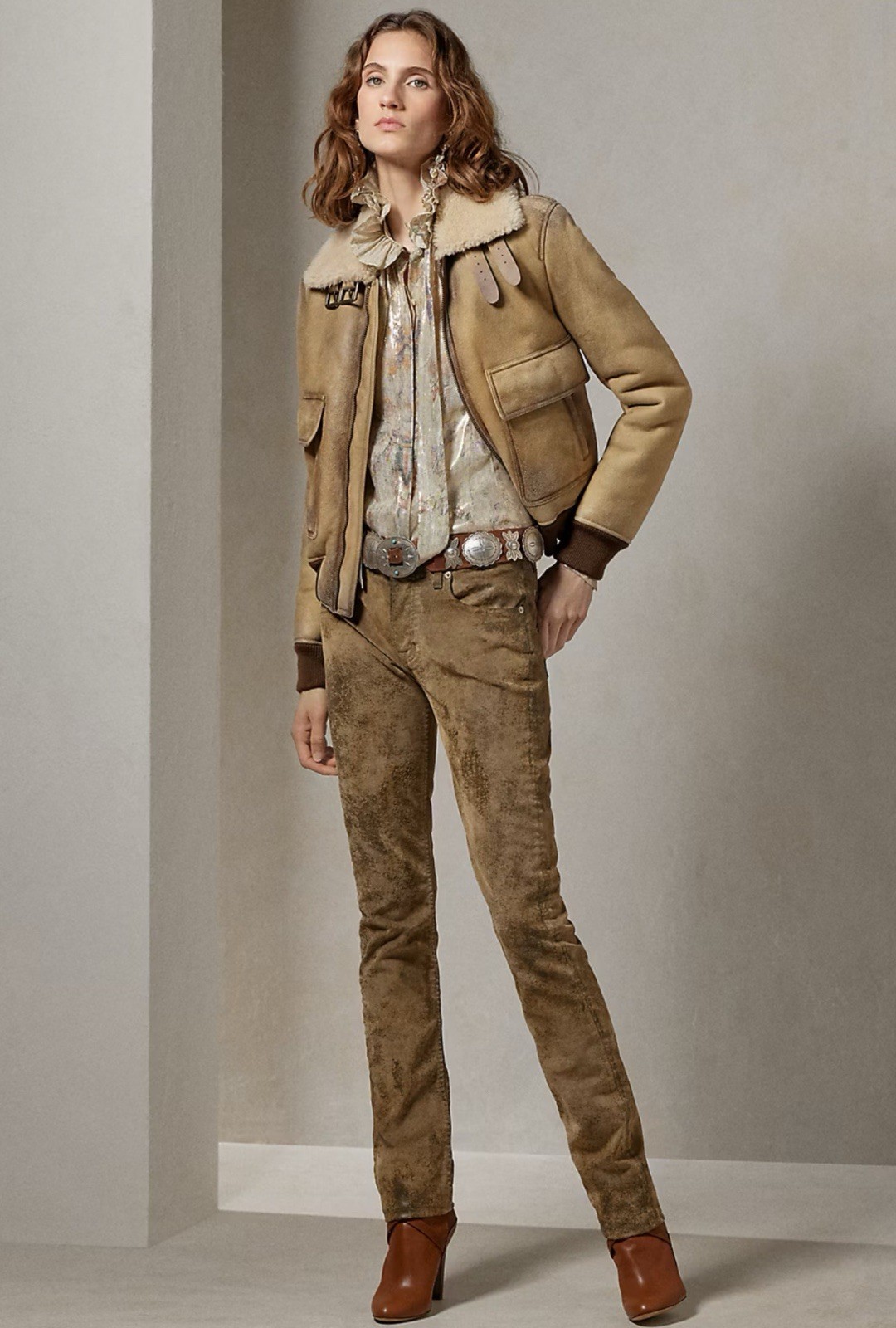 Ralph Lauren Collection Puff Sleeve Blouse Lurex Dress Shirt Tie Neck Silk 10 M