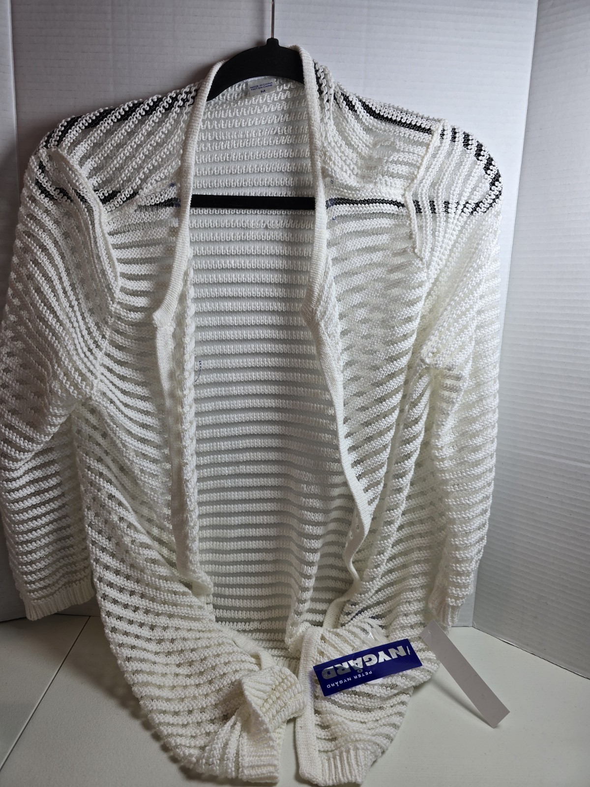 Nygard Women’s Open Cardigan Size Medium, Horizontal see through-NEW W/TAGS
