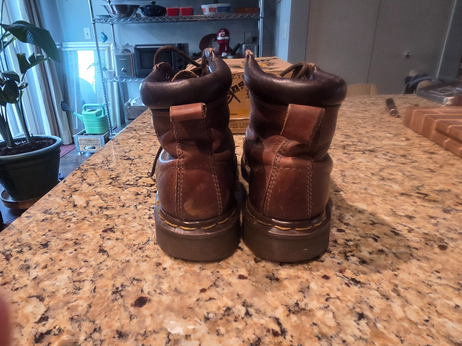 Vintage Dr. Martens Aztec Hiking Boots Brown/Padded Collar Made in England sz 6