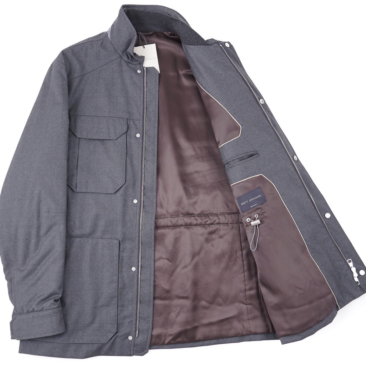 Brett Johnson ‘Lugano’ Mid Gray Padded Wool Field Jacket L (Eu 52) NWT