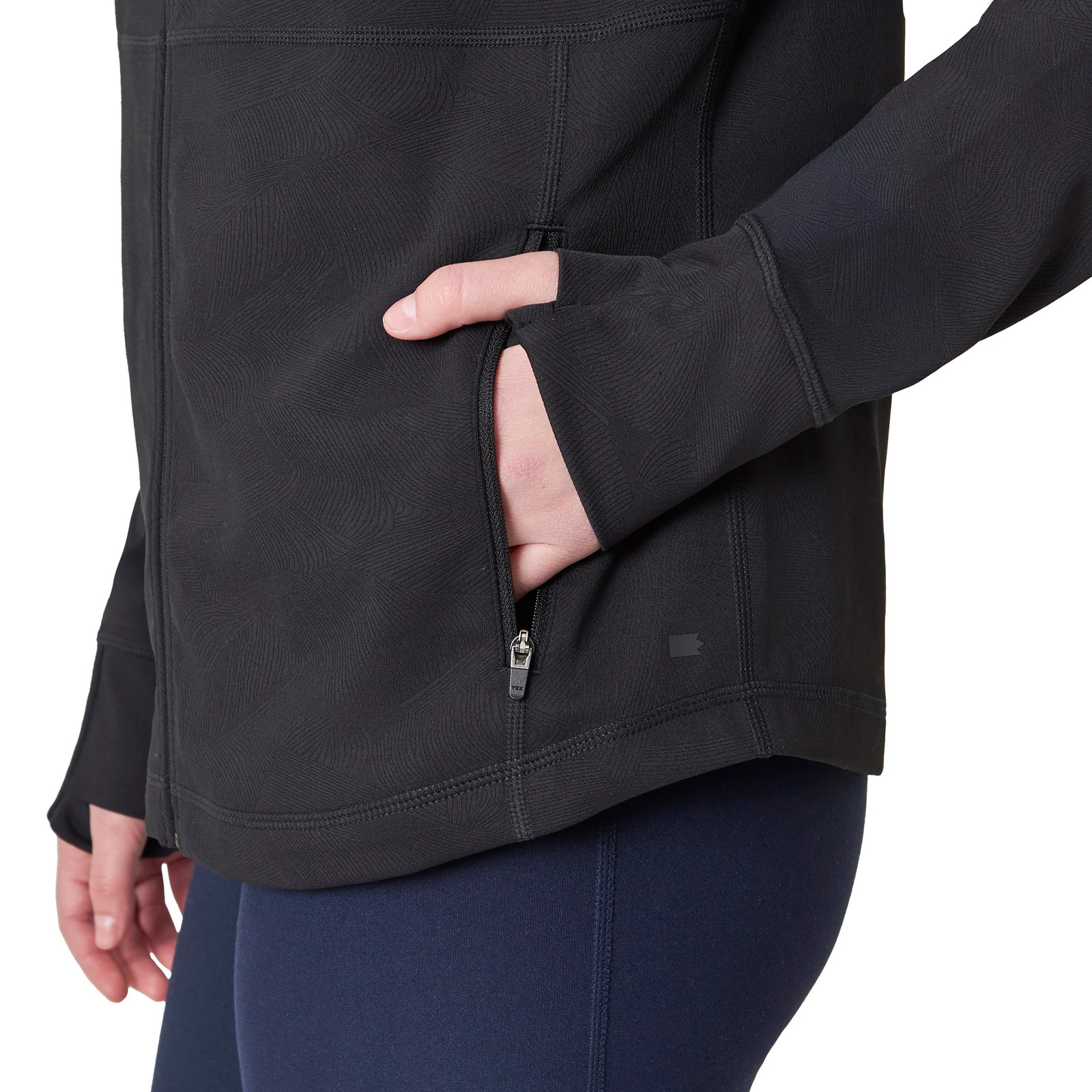 Mondetta Women’s Jacquard Full-Zip Moisture Wicking Zip Pockets