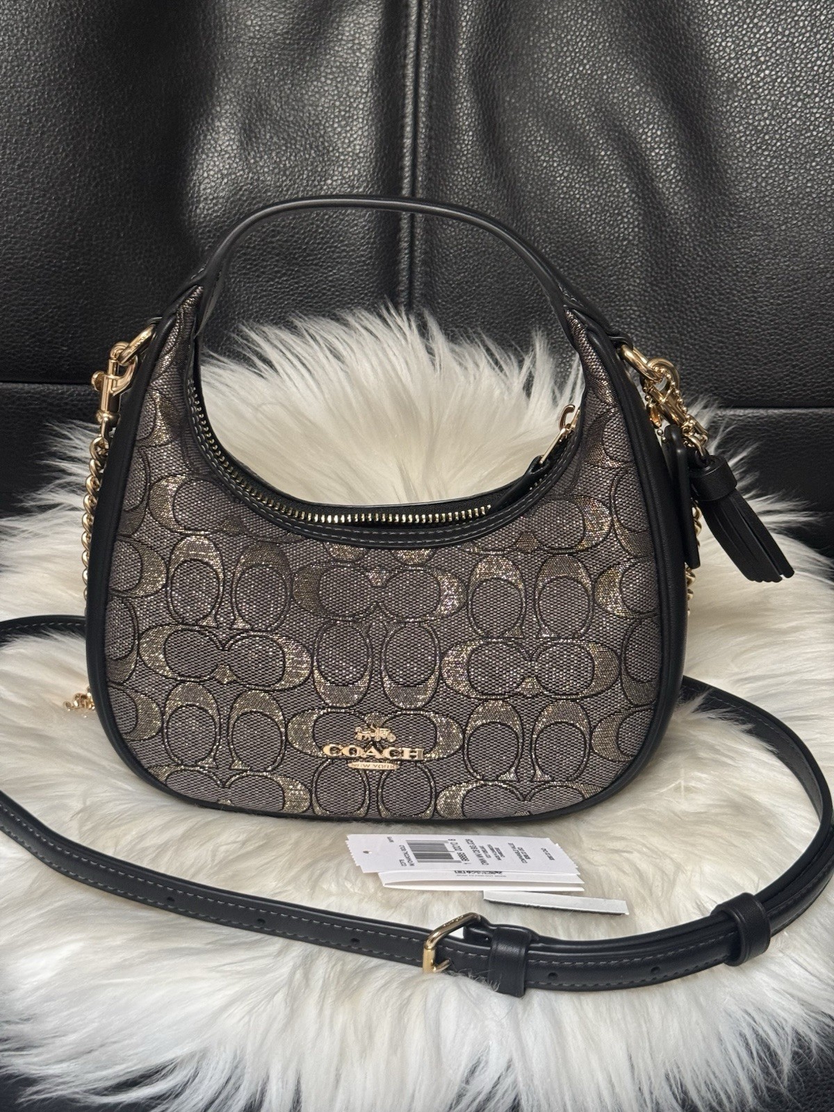 NWT Coach CCF76 Carmen Mini Crossbody Bag In Signature Jacquard Leather $298