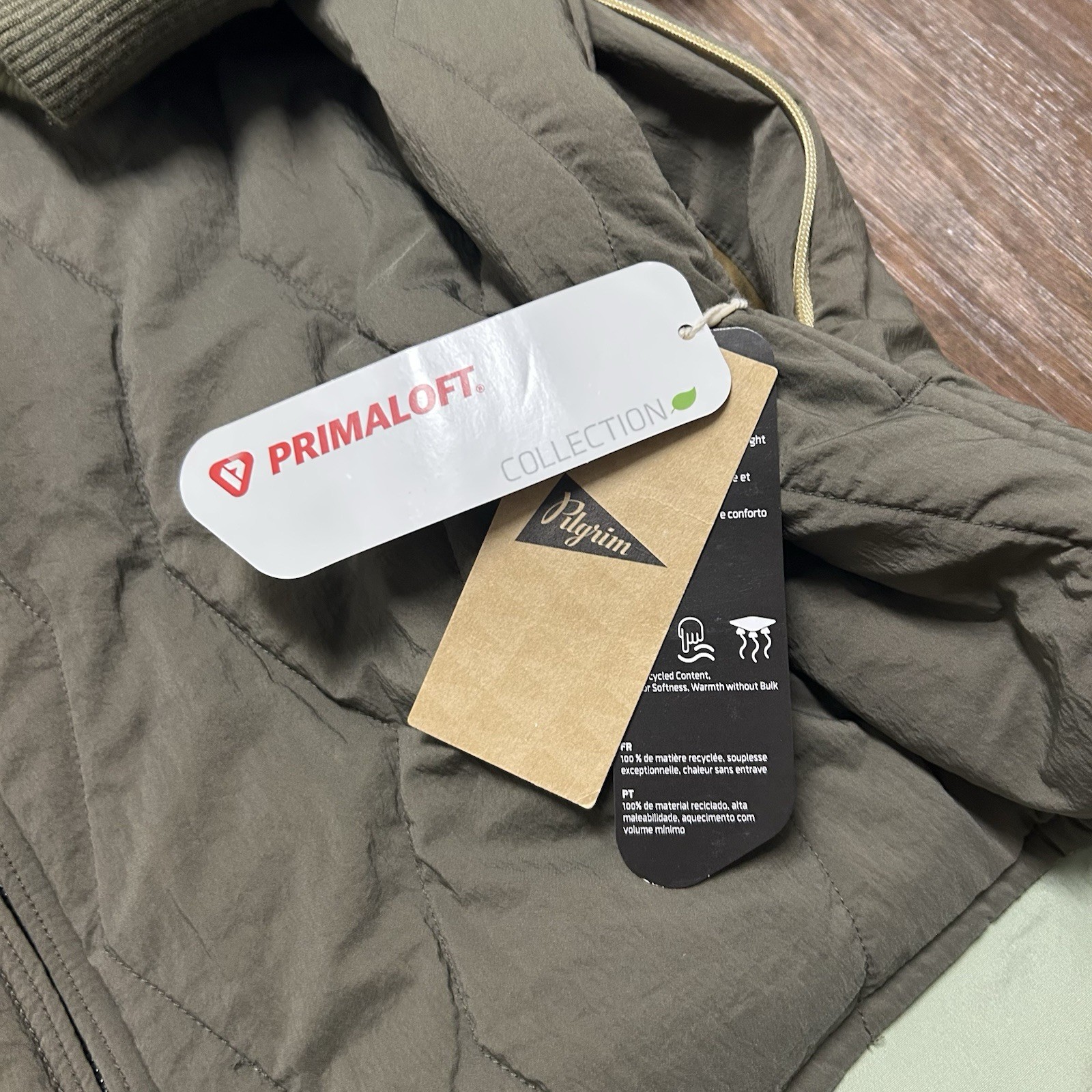 Pilgrim Surf Supply Men’s L Reversible Quilted Bomber Jacket Full Zip Green