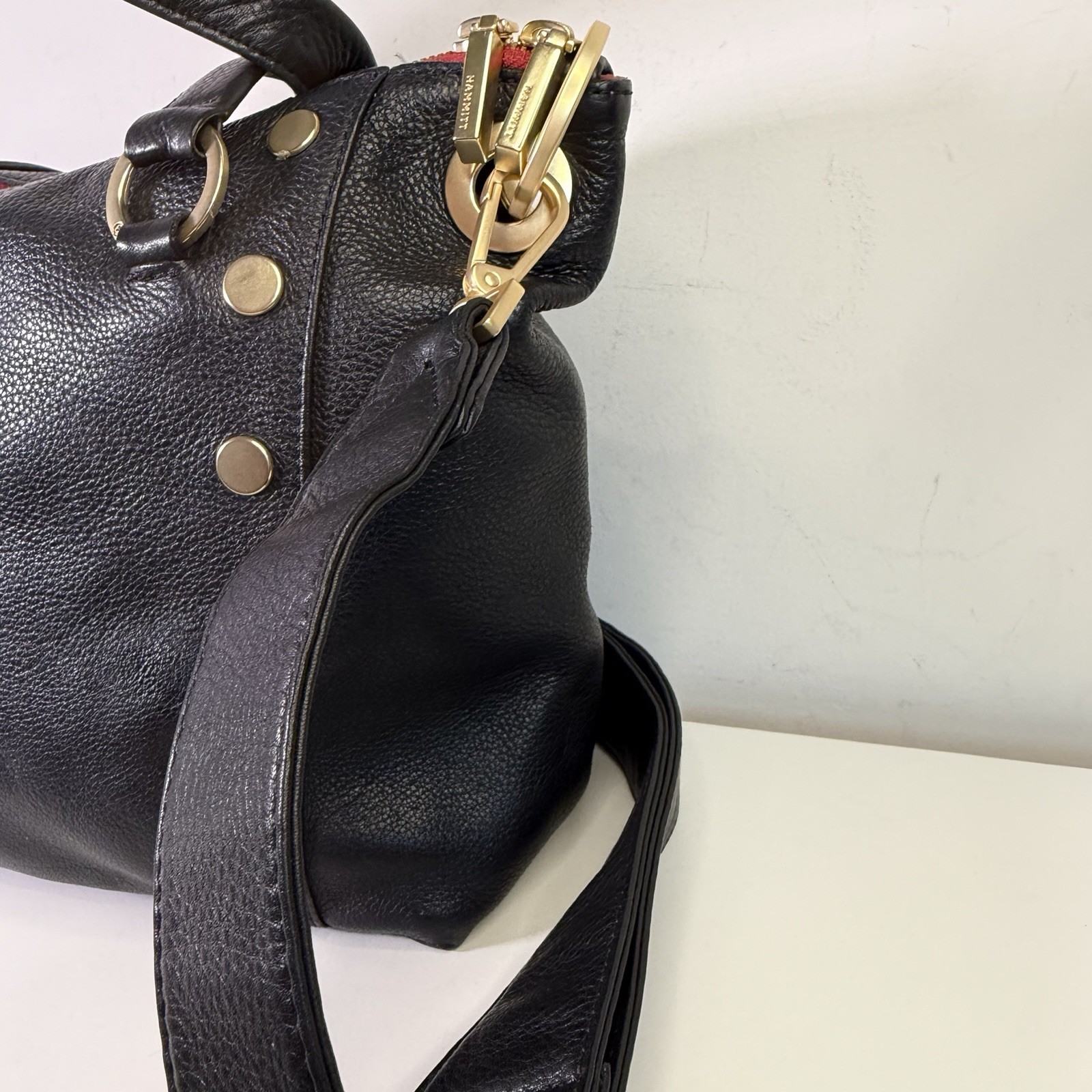 Hammitt Daniel Black Medium Satchel With Gold Studs & Detachable Crossbody Strap