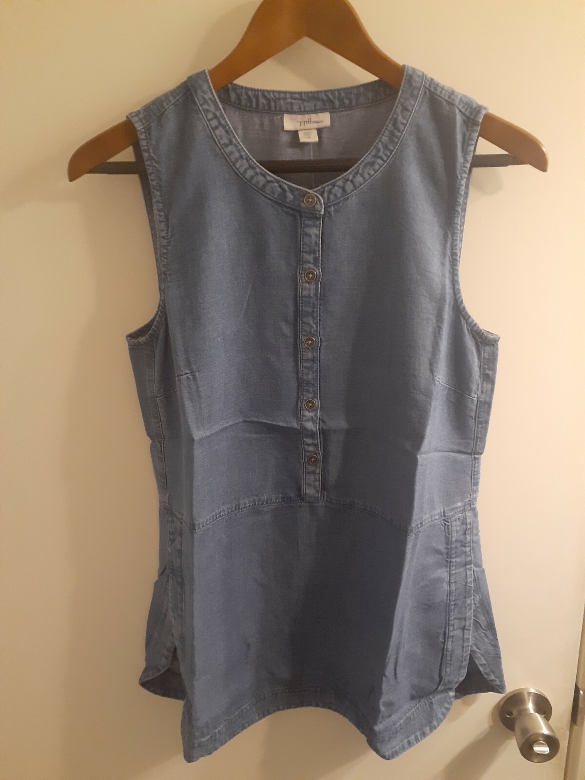 J Jill NWT Sleeveless Denim Chambray Tencel Linen Tunic Tank Top Size XS