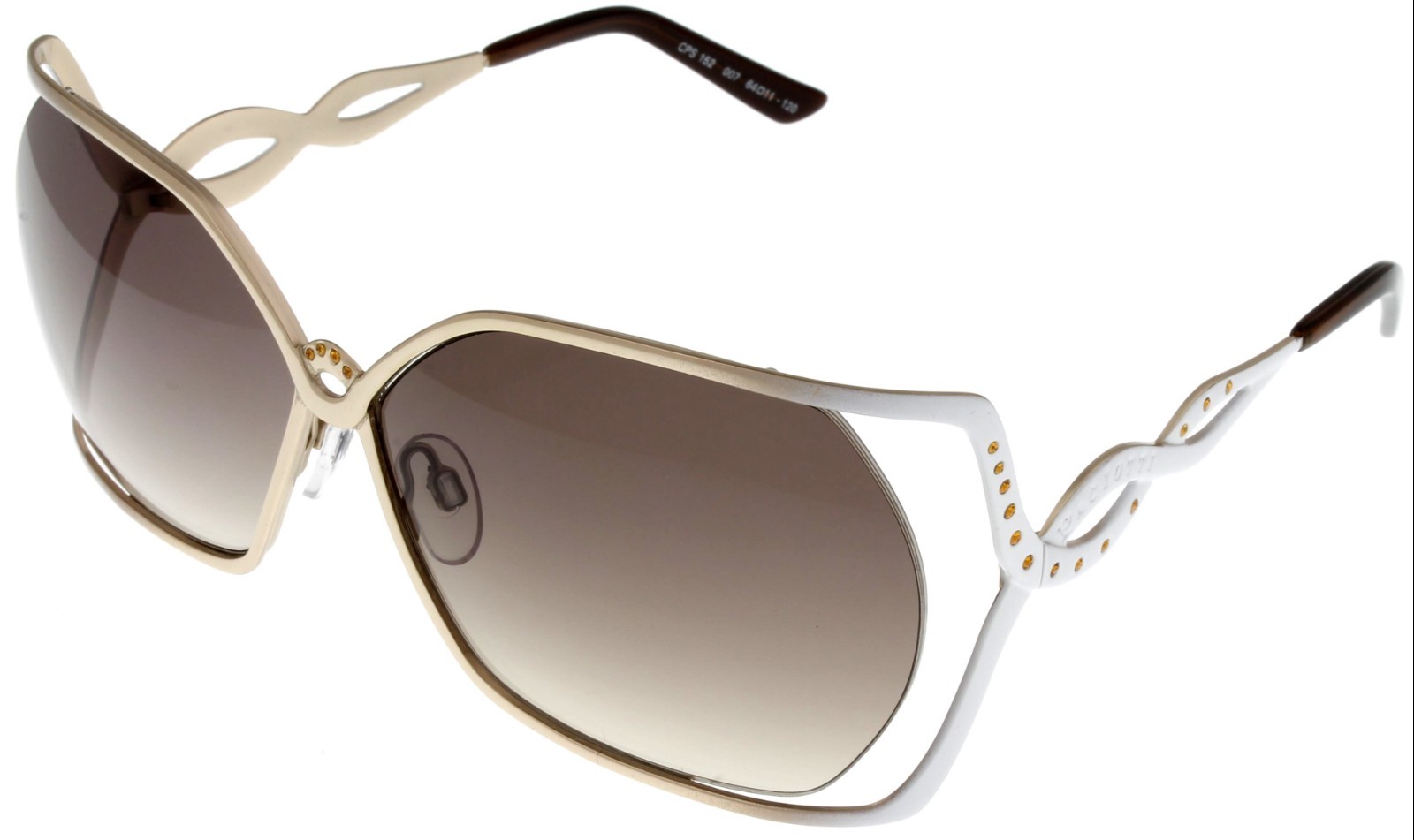 Cesare Paciotti Sunglasses Women Silver Gold White Amber Rectangular CPS 152 07