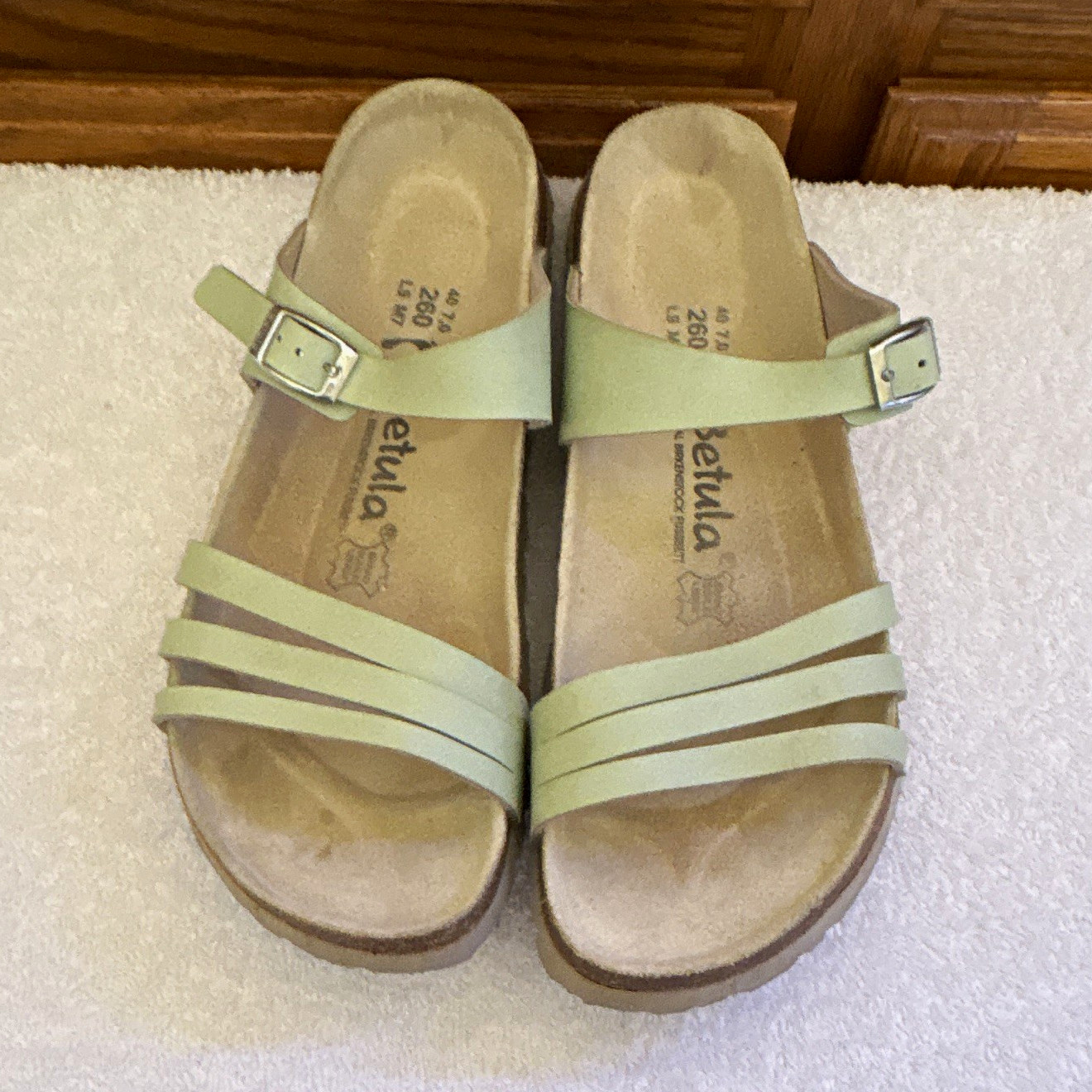 Betula Women’s Green Strappy Cork Footbed Sandals Adjustable Buckle US w9 m7