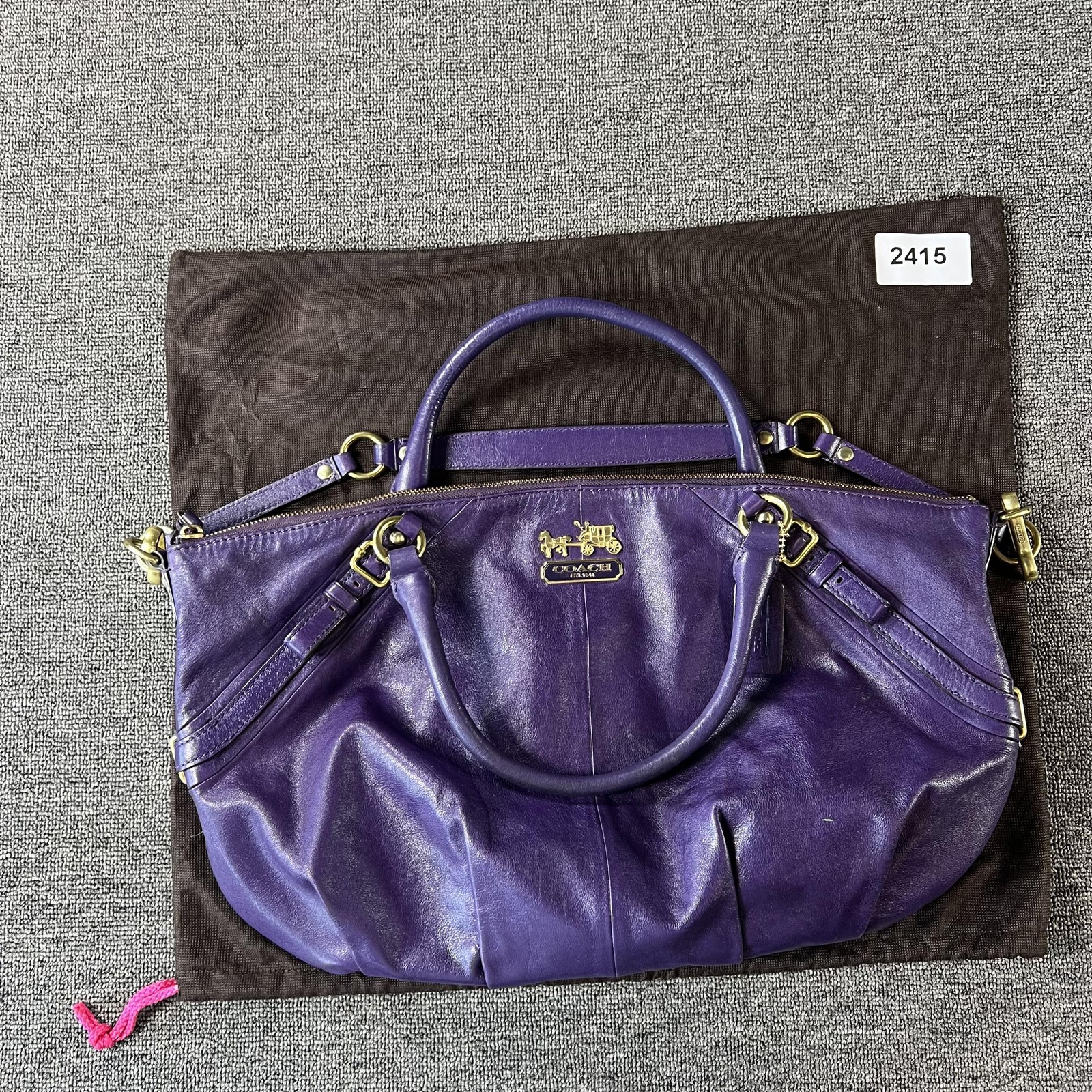 Coach Satchel Bag Womens Purple Leather Madison Sophia Top Handle Zip