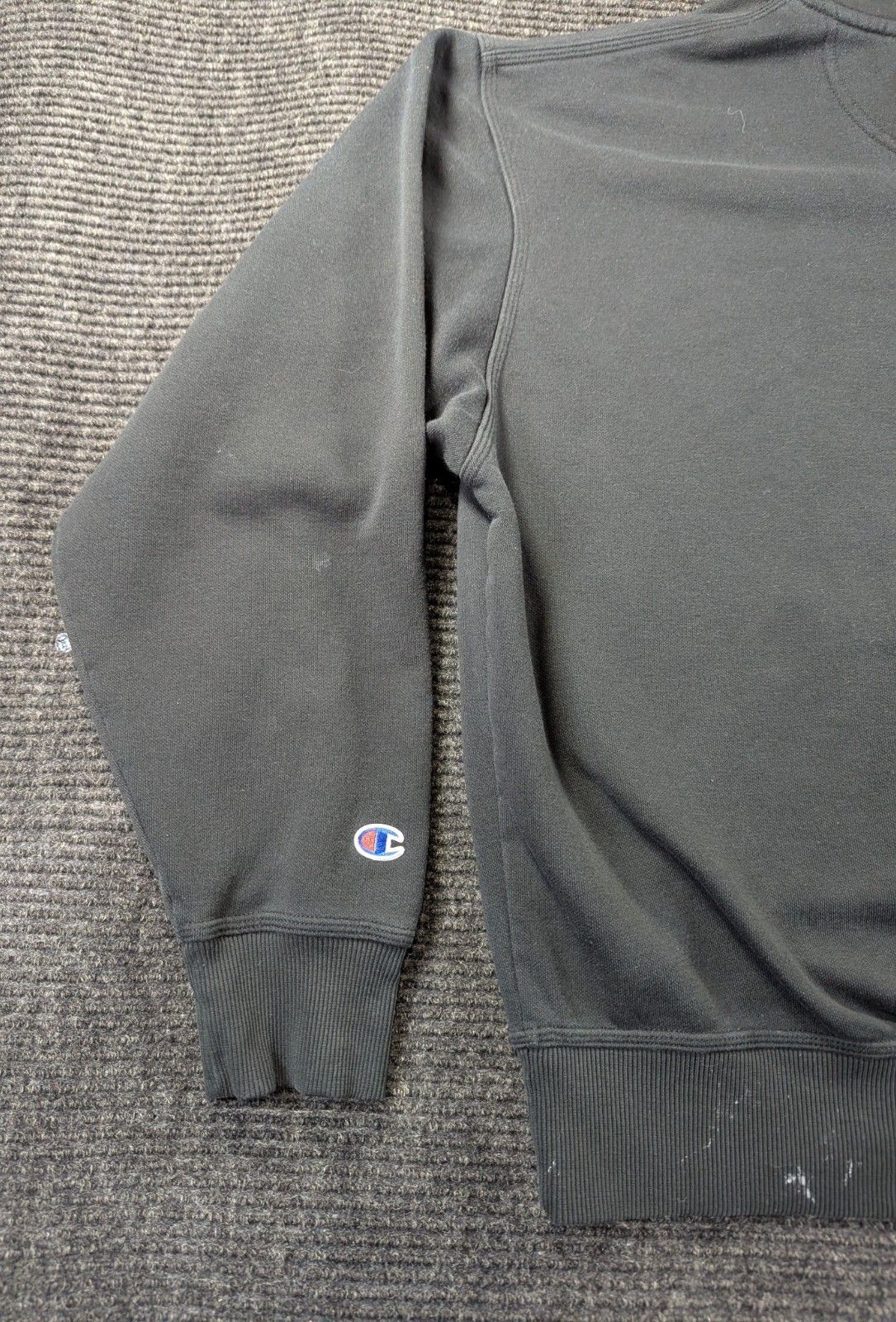 Champion Powerblend Fleece Pullover Hoodie Mens L Black Cotton Kangaroo Pocket