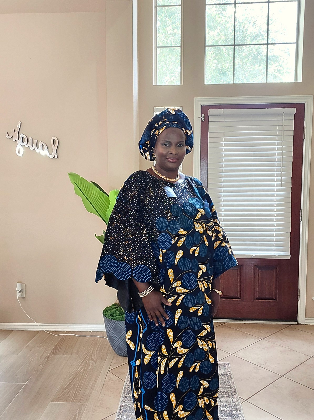 Handmade Women’s Ankara Cotton Kaftan Dress, One Size, Multi-Color Headwrap