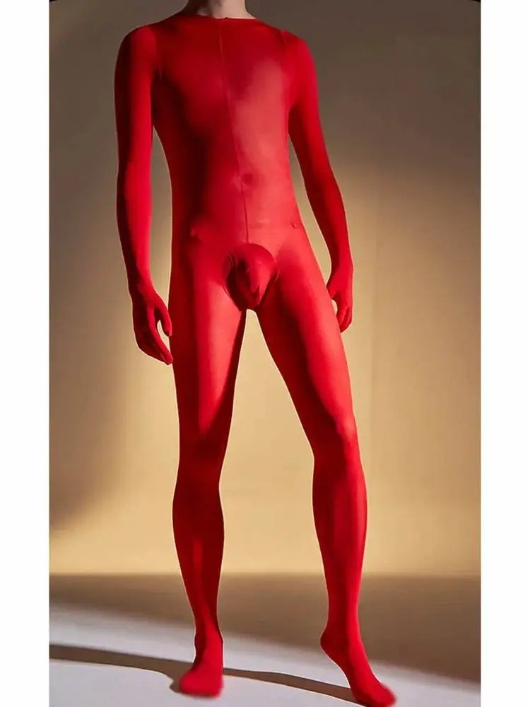 120D Nylon Velvet Fingers Bodystocking Penis Sheath Bodysuit Catsuit Tights