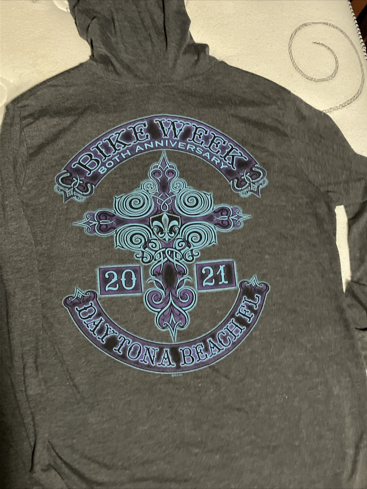 Daytona Beach Bike Week 80th Anniversary Cross Hoodie/Shirt Long Sleeves