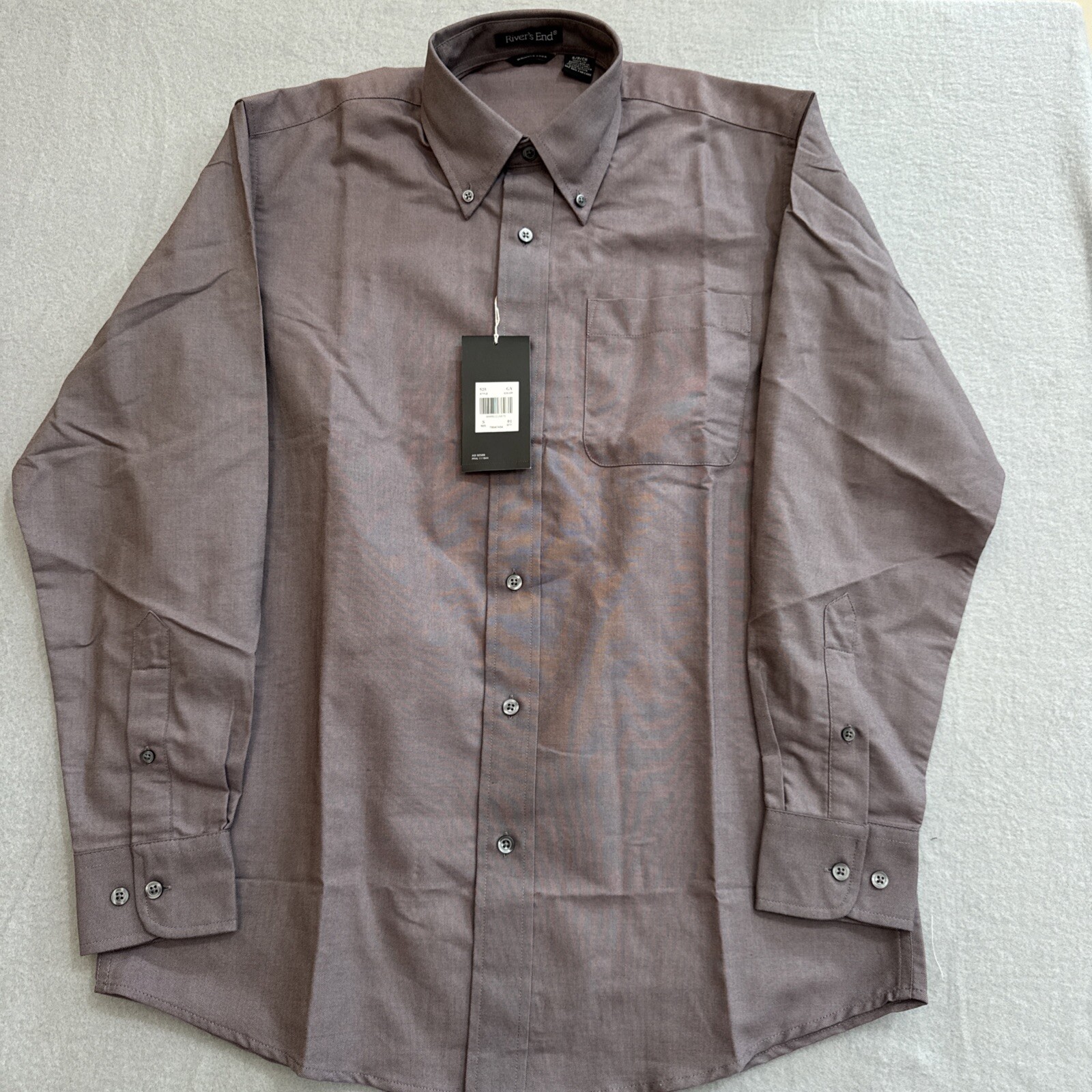 River’s End 525-FB Mens LS Color Rich Oxford Shirt, Gray Size Small