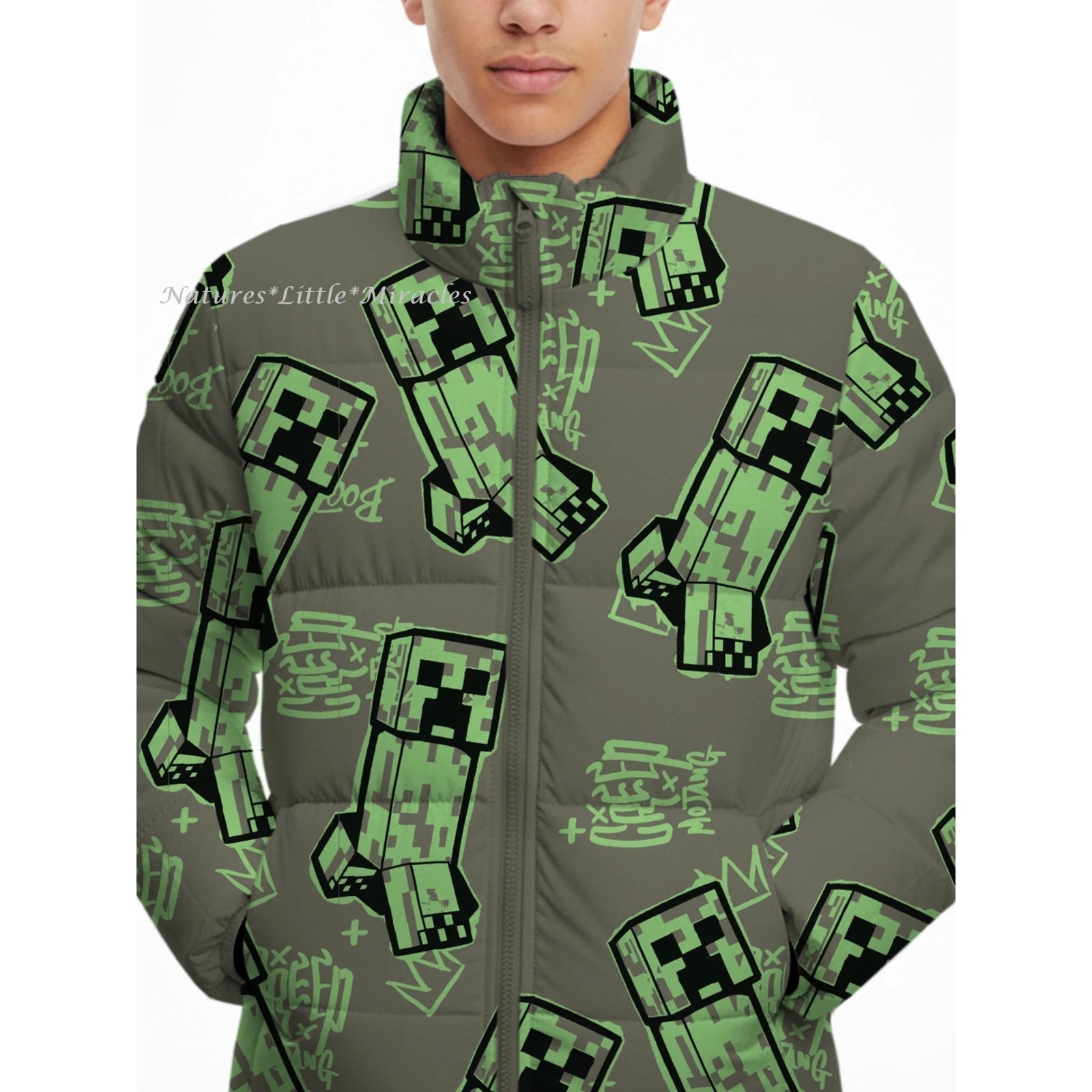 Minecraft Boys Puffer Jacket Winter Coat Size 4 5 6 7 8 10 12 14 16 18 L XL Kids