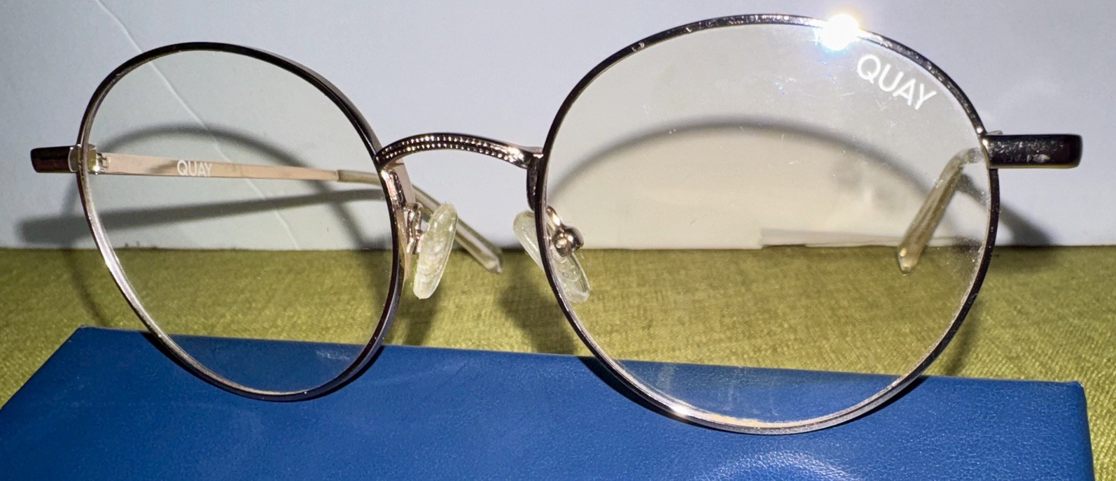 Quay Australia “I See You” Gold Metal Frame Round Blue-Light Blocking Glasses