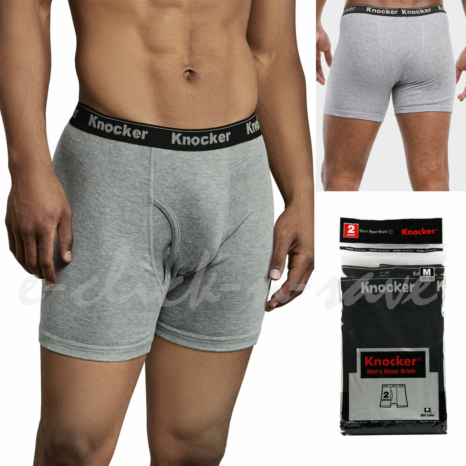 2 4 6 Pack Men Knocker Black Grey Boxer Briefs Underwear Lot 100%Cotton S-3XL