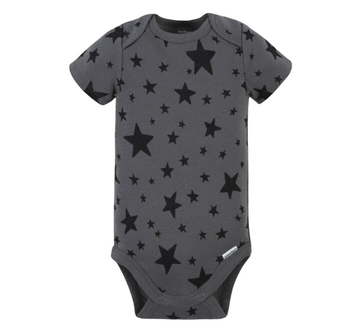 MODERN MOMENTS BY GERBER BABY BOY GRAY & STAR BODYSUIT SIZE 0 – 3M NEW WITH TAGS