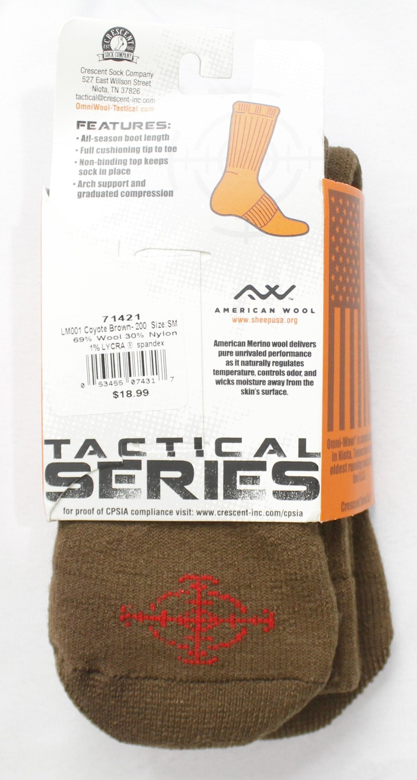 Omniwool Women’s Tactical Utility Boot Socks BM7 Coyote Brown Small NWT
