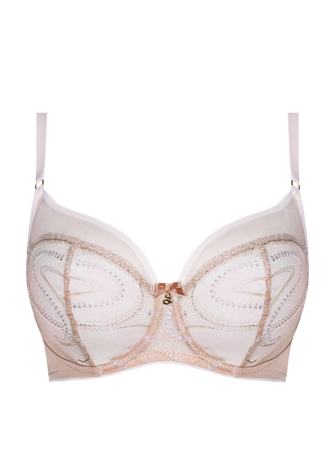 Sheer Balconette Bra Samanta NWT Plus Size Women’s Lingerie Indiana Beige A143